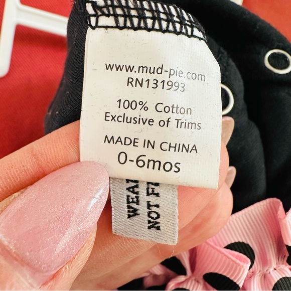 Mud Pie Black and Pink Polka Dot Infant Footie - Picture 9 of 9